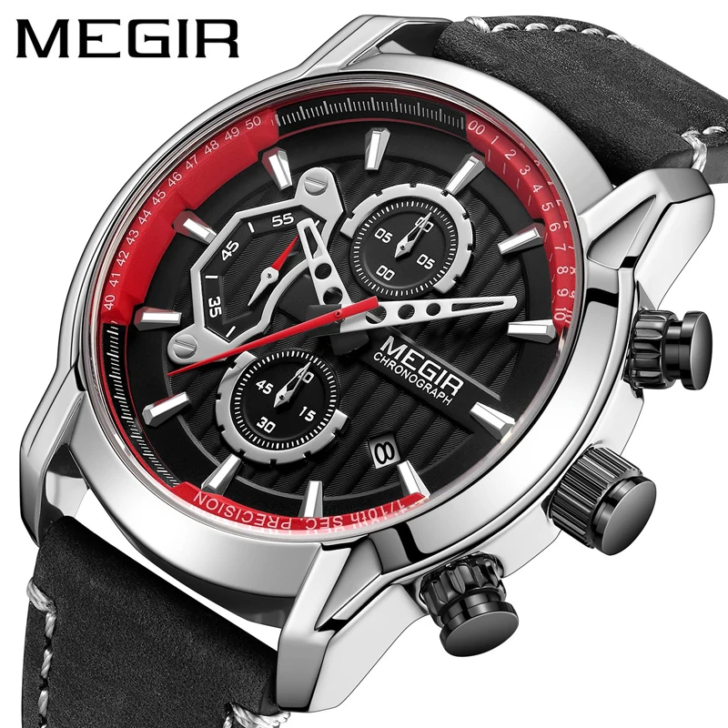 

MEGIR Luxury Personality Quartz Mens Watches Top Brand Luminous Waterproof Multifunctional Chronograph Watch Sport Style 2104