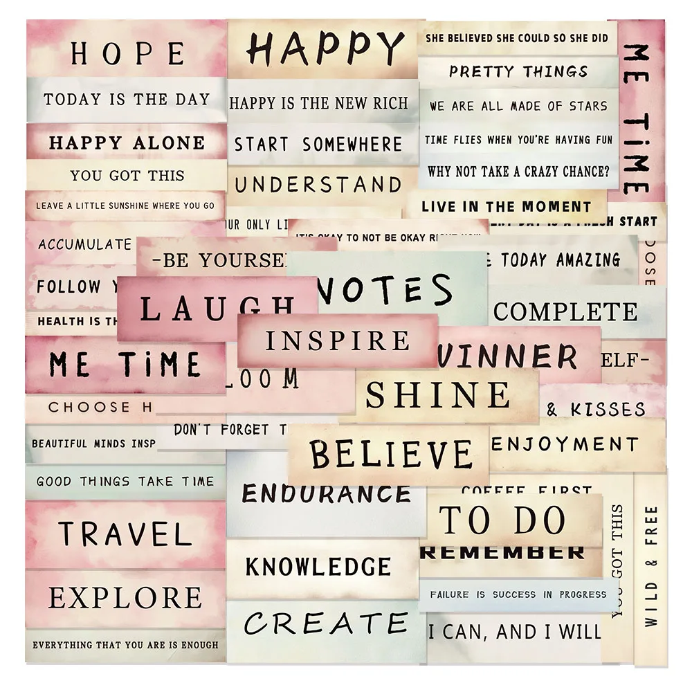 50PCS Retro Label Vokabel Graffiti PET Aufkleber Gepäck Notebook Wasser Tasse Telefon Fall Wasserdichte Aufkleber