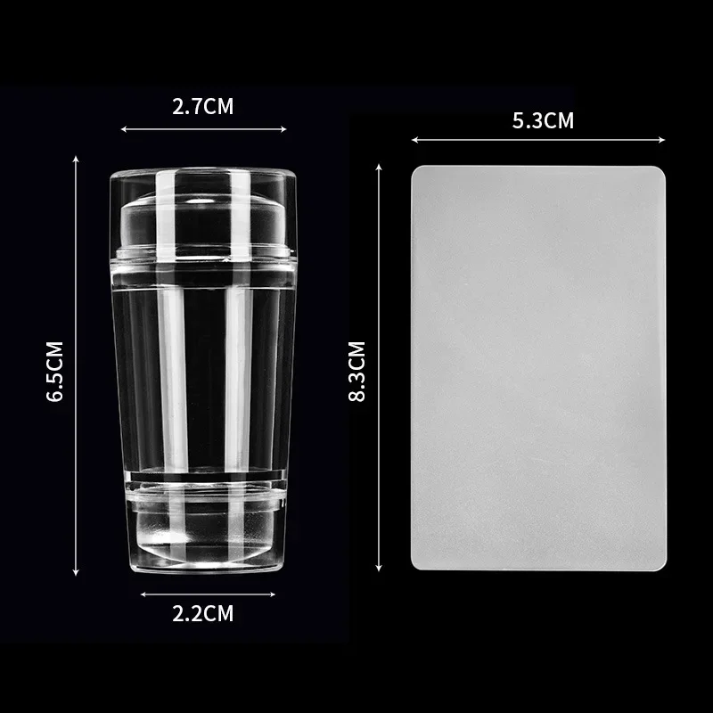 Heallor Transparent Nail Stamper with Scraper 2pcs Jelly Silicone Stamp for French Nails Manicuring Kits Nail Art Stamping Tool 6