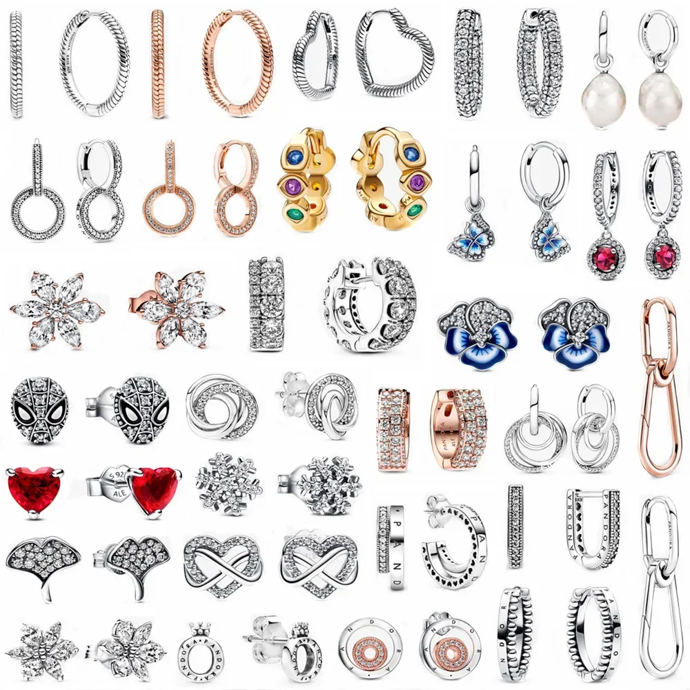 

Summer New Jewelry DIY Women Custom 100% 925 Sterling Silver Designer Fashion Original Personalized Fine Charms Flower Earrings