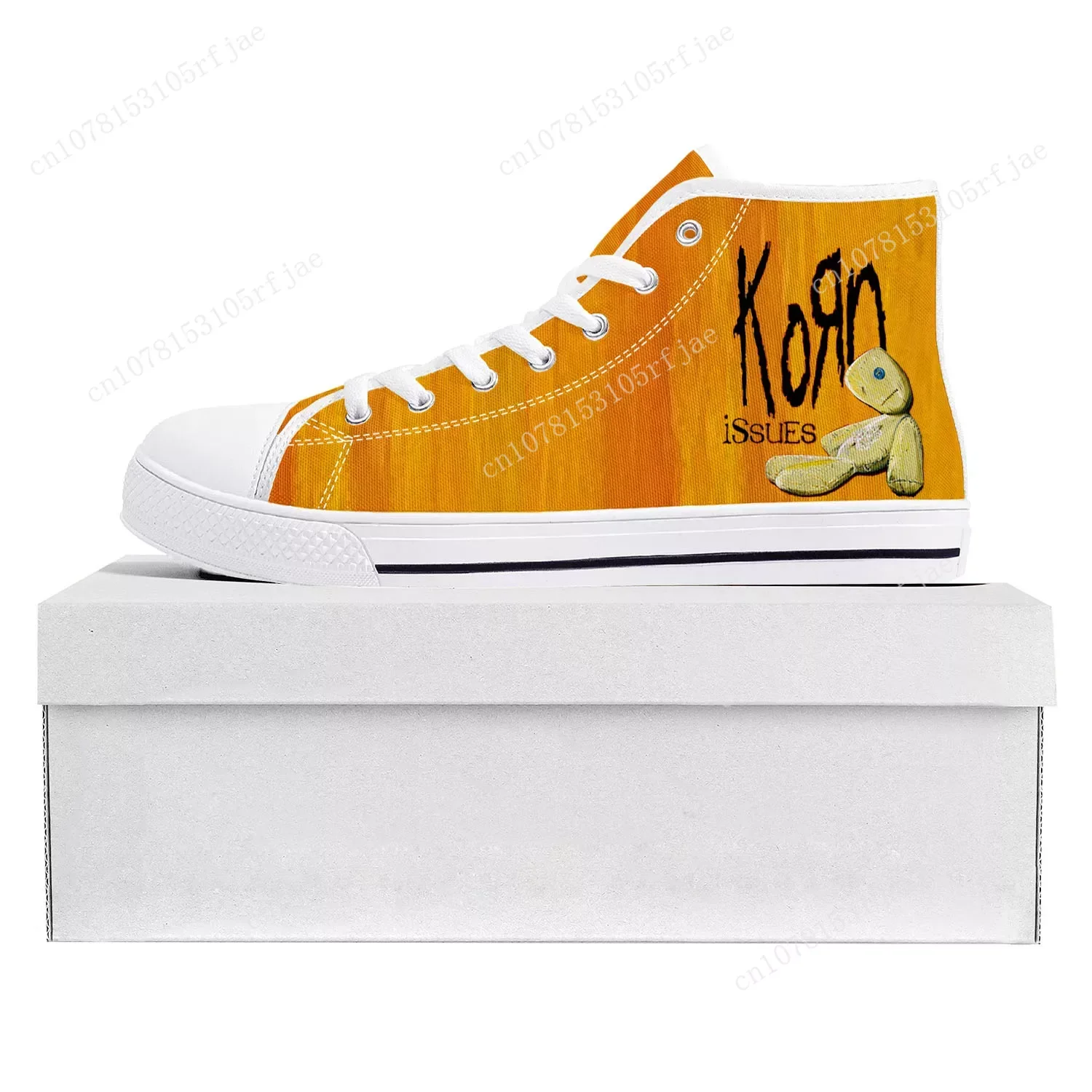 Korn Rock Band High Top High Quality Sneakers Mens Womens Teenager Canvas Sneaker 3D Print Casual Couple Shoes Custom Shoe White