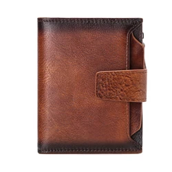 Men's Genuine Leather Wallet with Coin Pocket and Detachable Card Holder (Brown)