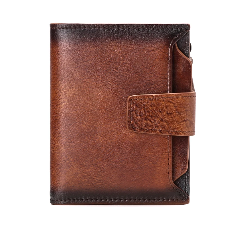 Genuine Leather Men Wallets with Coin Pocket Detachable Card Holder Real Leather Small Men Clutch Wallets Short 6