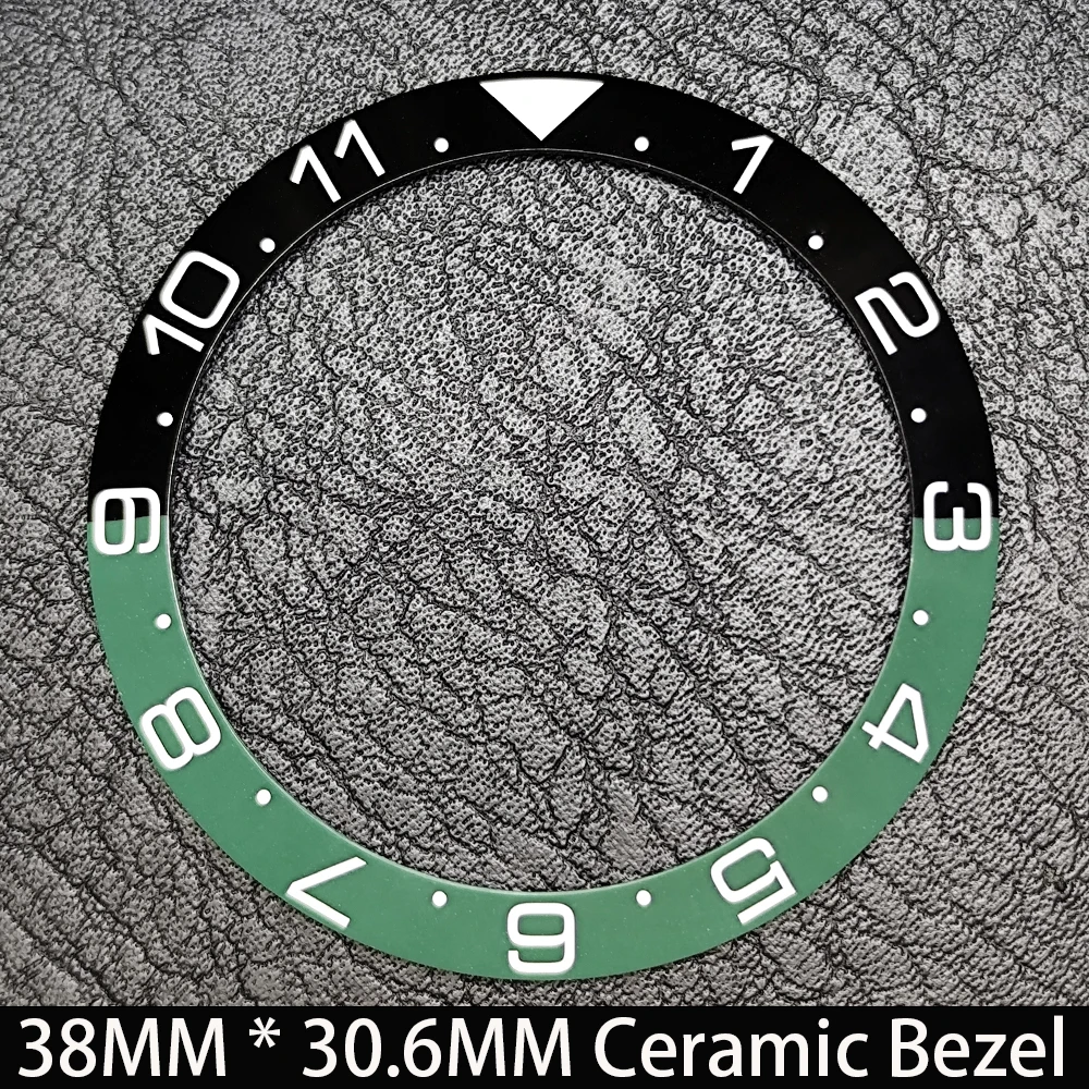 Elegant Blue Luminous Bezel GMT and Diving Watch Insert, Sloping 38mm x 30.6mm Ceramic/Aluminum