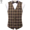 Hi-Tie Viscose Mens Vest With Bowtie Jacquard Solid Plain Striped Waistcoat Jacket Hanky Cufflinks Wedding Business S to XXXL 1