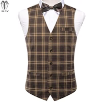 Hi-Tie Viscose Mens Vest With Bowtie Jacquard Solid Plain Striped Waistcoat Jacket Hanky Cufflinks Wedding Business S to XXXL 1
