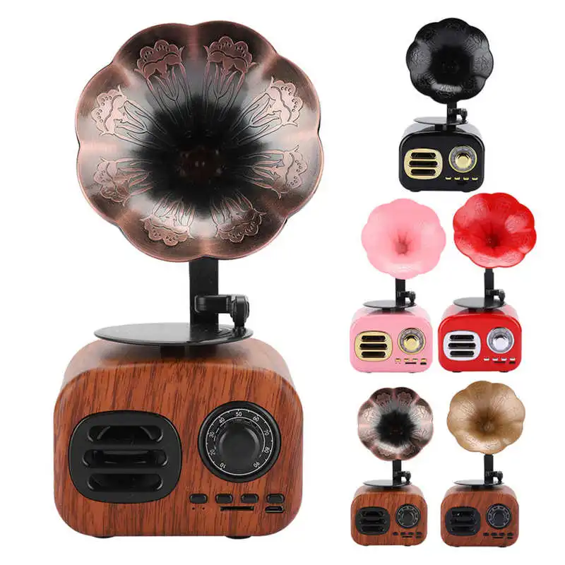 

Retro Speaker Portable Hifi Stereo Loudspeaker USB Charging Mini Wireless Music Player Support TF Card