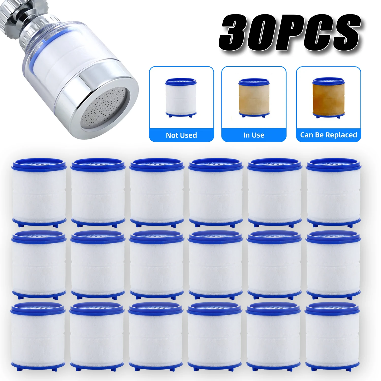 30 Stuks Kraan Filter Cartridge Keuken & Bad Douche Kraanfilter Schoon Dual Cartridge Pp Katoen Waterfilter Unit