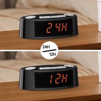 AM/FM Alarm Clock Radio with Dual Alarm Sleep Timer & Snooze Functions Orange LED Display 4-Level Dimming Option iTOMA CKS3301U 6