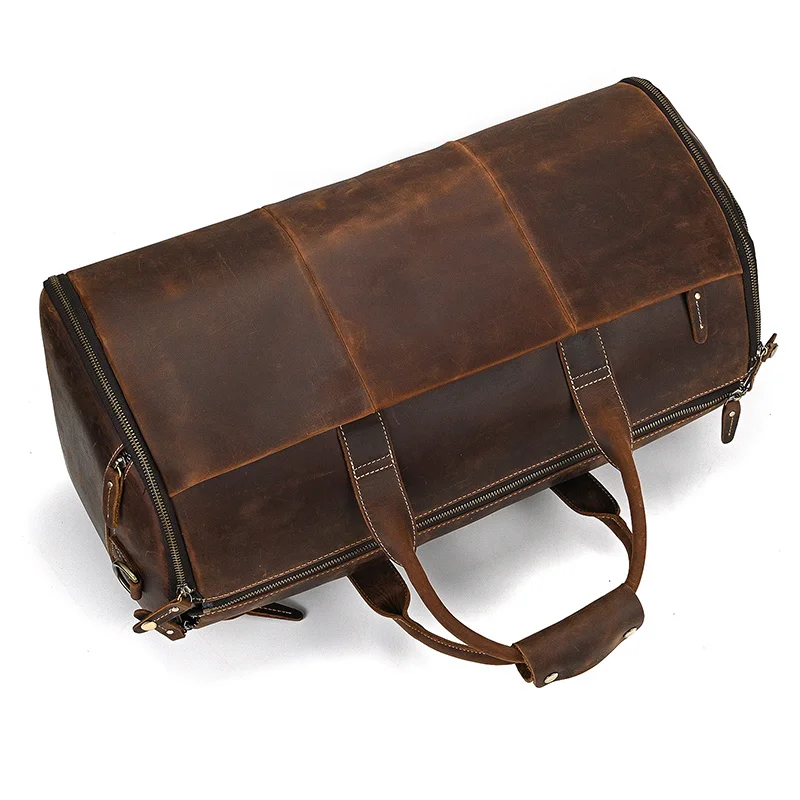 Leather Travel Bag With Shoe Compartment