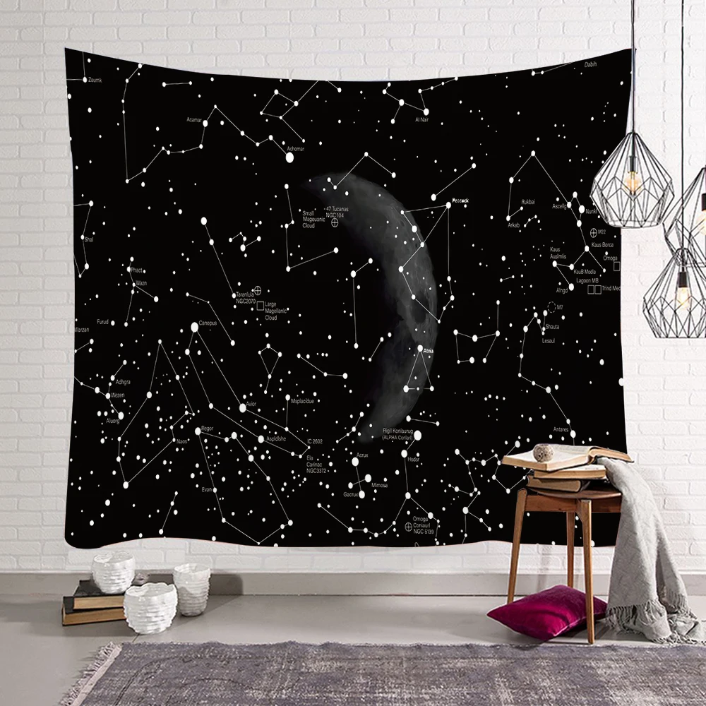 

Black White Tapestry Hanging Cloth Skull Starry Sky Mandala Tapestry Wall Hanging Background Cloth Home Supplies Wall Blanket