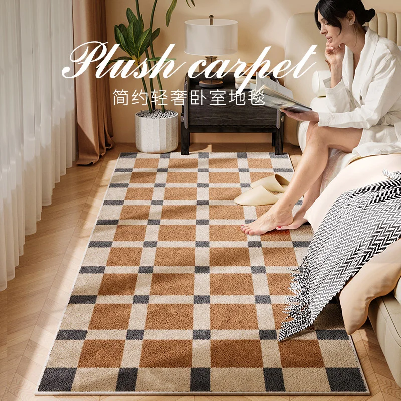 American Retro Bedroom Decor Bedside Carpet Large Area Carpets for Living Room Fluffy Soft