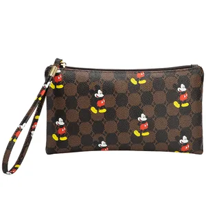 Disney Mickey Wallet for Women Mobile Phone Bag Simple Fashion Leather Clutch Bag Large Capacity Storage Zipper Small Purse