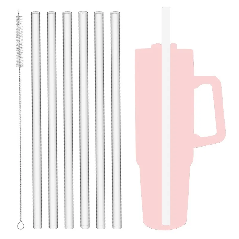 Reusable plastic straws 6 pack Reusable plastic straws Replacement Straws Stanley 40oz Adventure Quencher Travel Tumbler Cleaning Brush