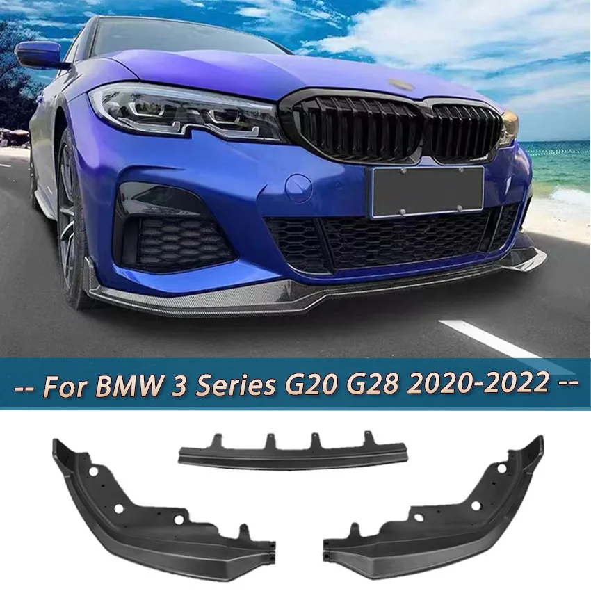 3Pcs Paraurti Anteriore Lip Splitter Spoiler Diffusore Guard Body Kit Per Bmw G20 G28 M Pack 320I 330I M340I 2020 20212022 Nero Lucido