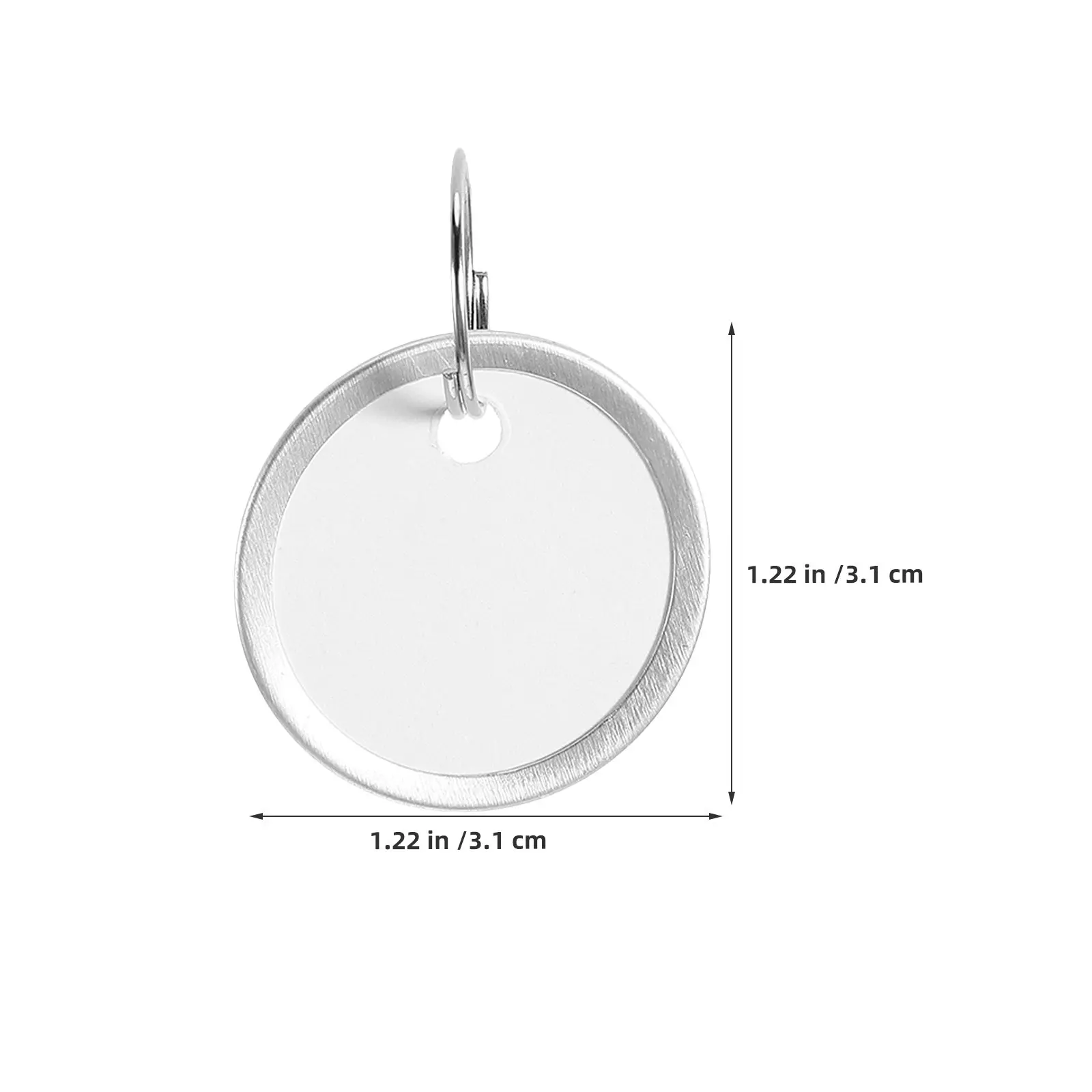 100Pcs 키 태그 라벨 라운드 알루미늄 블랭크 31Mm 쓰기 가능 금속 림 키체인 태그 키 식별 수하물 정리용