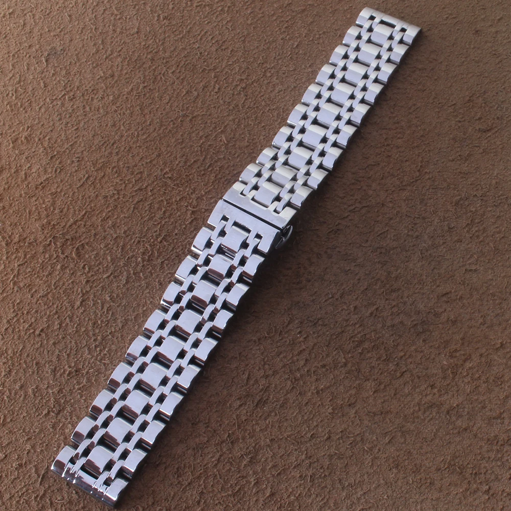 Silver Stainless Steel Polished Watch Strap with Butterfly Clasp