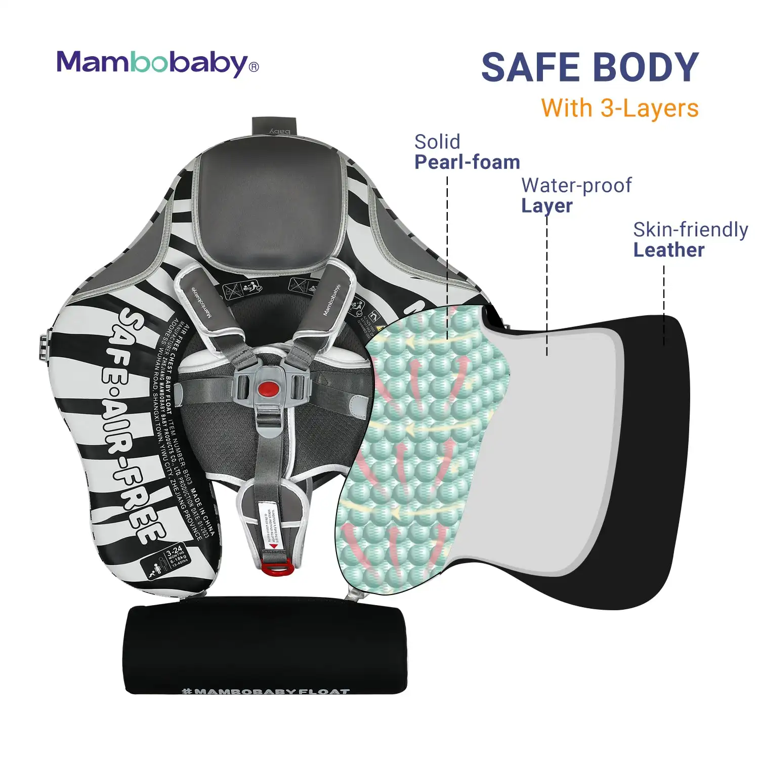 Mambobaby Baby Swimming Float With Umbrella For Infant Non-Inflatable Pool Accessories Water Game Floaties Toys Boys Girls 3