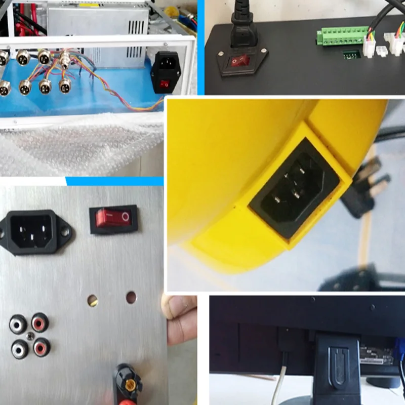 3 Pin IEC320 C14 Electrical Power Socket LED 250V Rocker Switch Brass 10A C6 Fuse Inlet Plug Connector Computer Mount Outlet 2 electrical sockets,electrical power socket