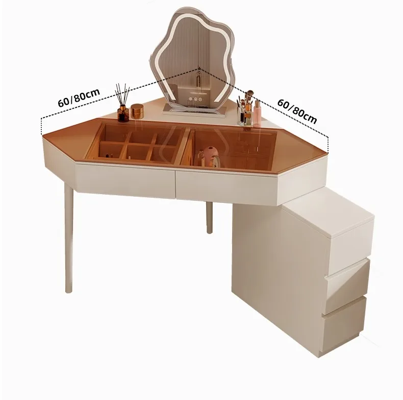 

Corner Dresser Glass Simplicity Makeup Table Storage Cabinet Integrated Table