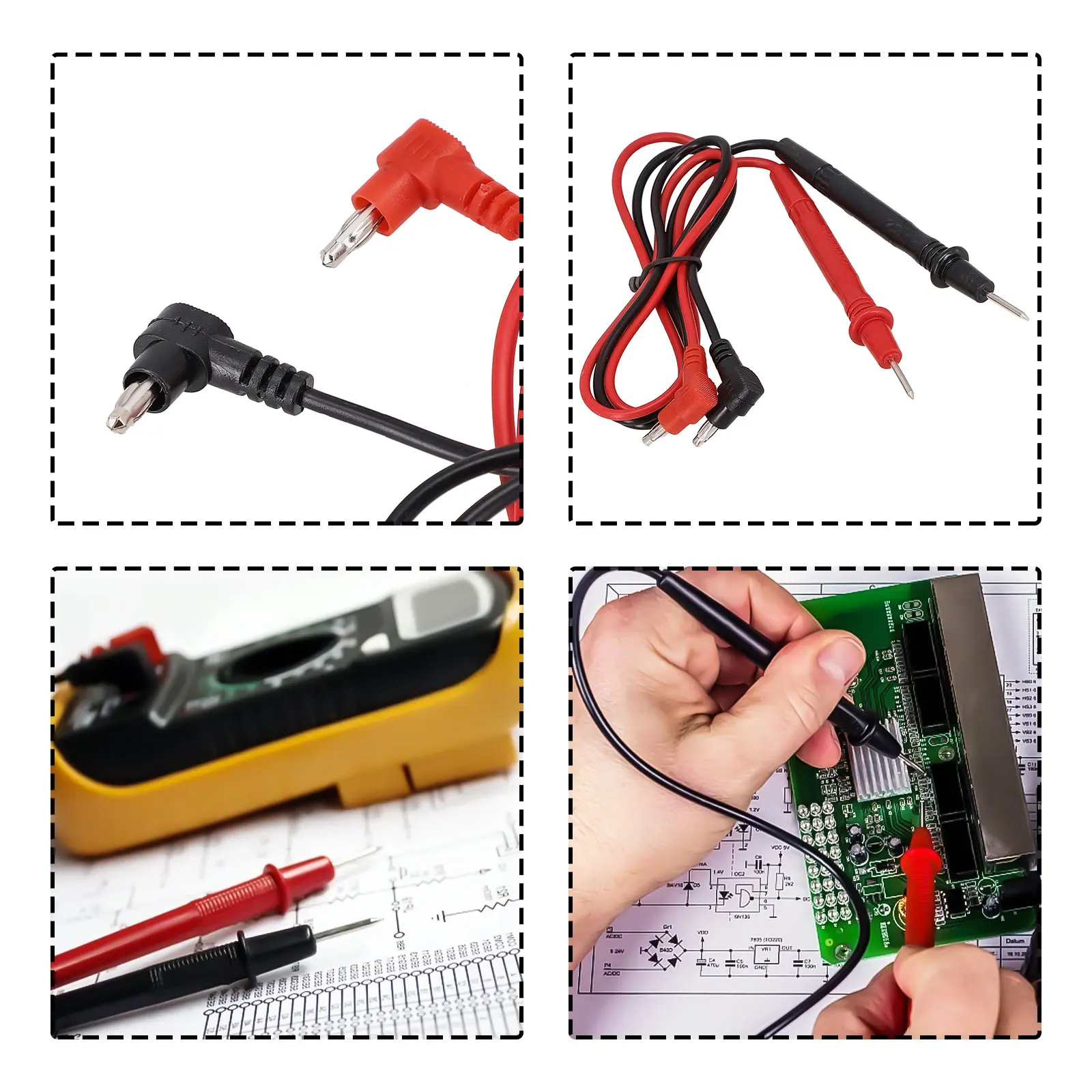 

1pair Of Universal Multimeter Test Leads For Multimeter Tester Cable Tool 1000v 10A Accessories For IC Component Testing