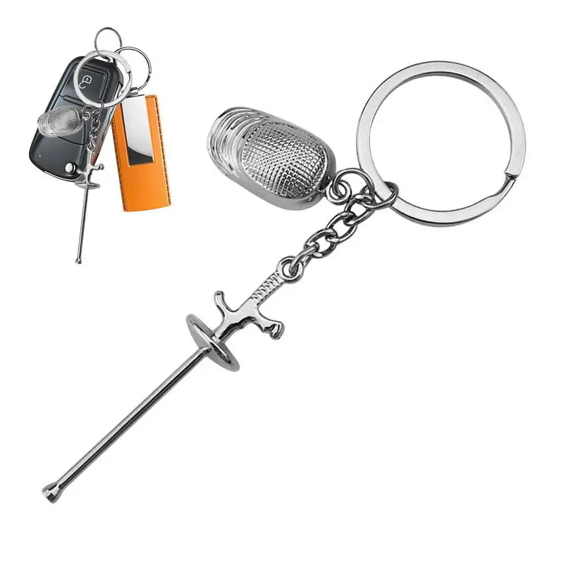 Fencing Keychain Sabre Fencing Pendant Keychain Home Decor Products Rustproof Keyrings For Working Camping School Traveling
