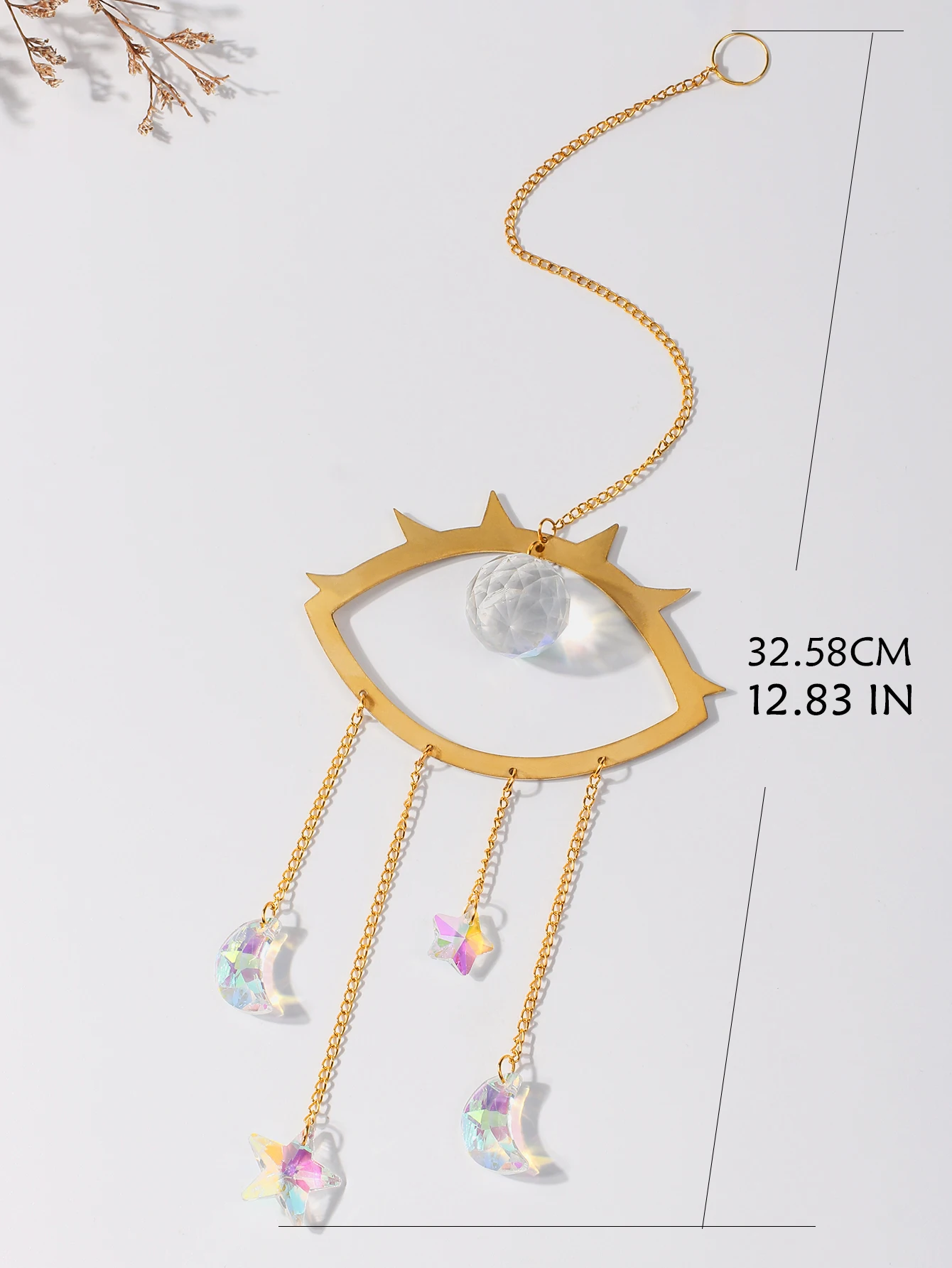 Golden Evil Eye Sun Catcher Prism Crystal Suncatcher Rainbow Maker Garden Hanging Crystals Pendant Wind Chimes Outdoor Decor