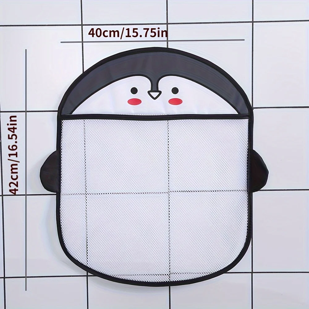 Large Water Resistant Bathroom Mesh Storage Organizer-1pc Cute Animal Design Toy Suction Net Bag with Suction Cups for Shower
