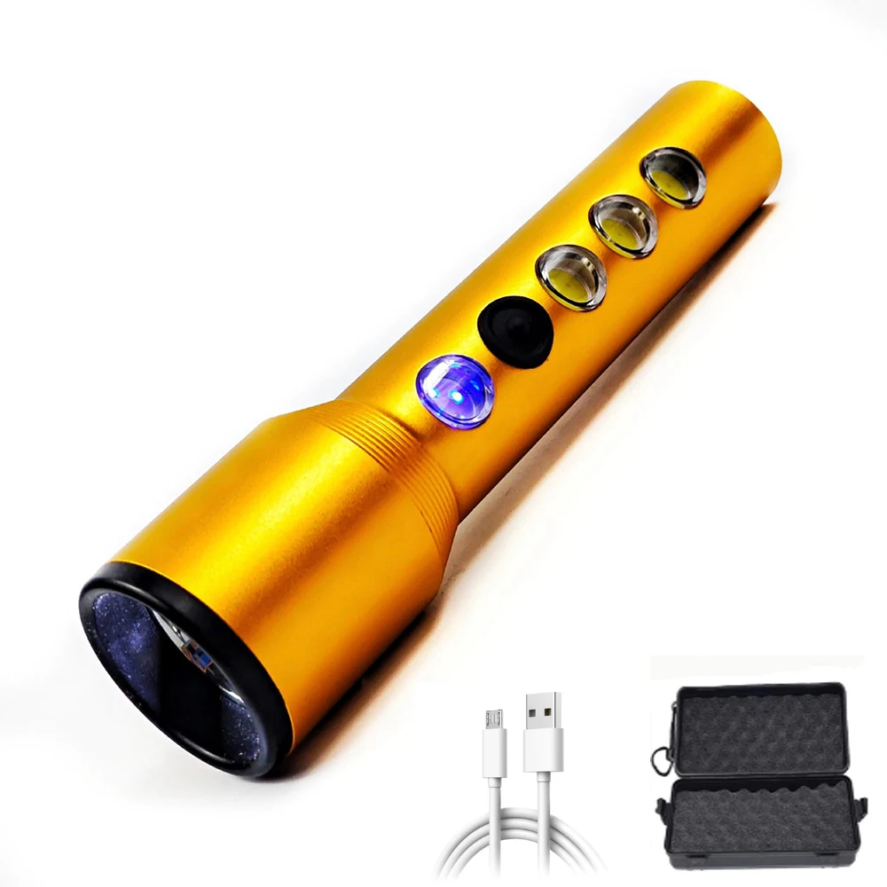 

Strong light flashlight remote control led equipped with side light multi-function high-power lighting