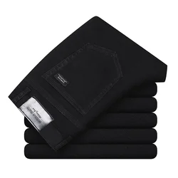 2023 Black Grey Brands Jeans Trousers Men Clothes  Elasticity Skinny Jeans Business Casual Male Denim Slim Pants Classic Style