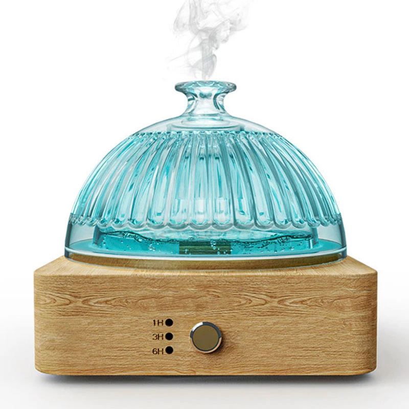 Essential Oil Diffuser Cool Mist Air Humidifier With Wood Base Glass