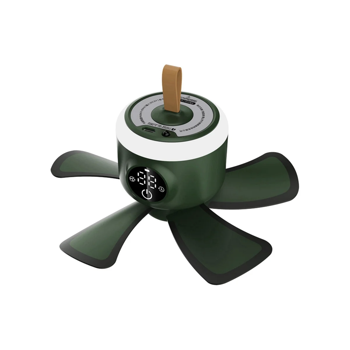 

8000MAh Ceiling Fan Timing Camping Fan USB Rechargeable Remote Control 4 Gears Cooler with LED Lamp Outdoor