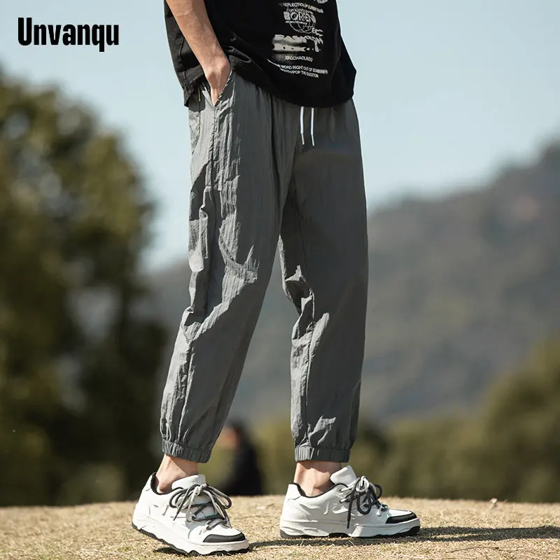 Men Harem Cargo Pants Loose Casual Pockets Work Normcore Minimalist Lightweight Drawstring Slim