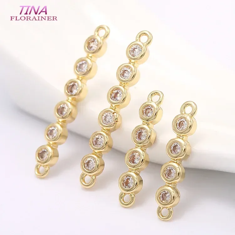 14K Gold Farbe Messing und Zirkon Erbsenform Charms 2 Löcher Anhänger Schmuckherstellung Zubehör Diy Erkenntnisse Zubehör