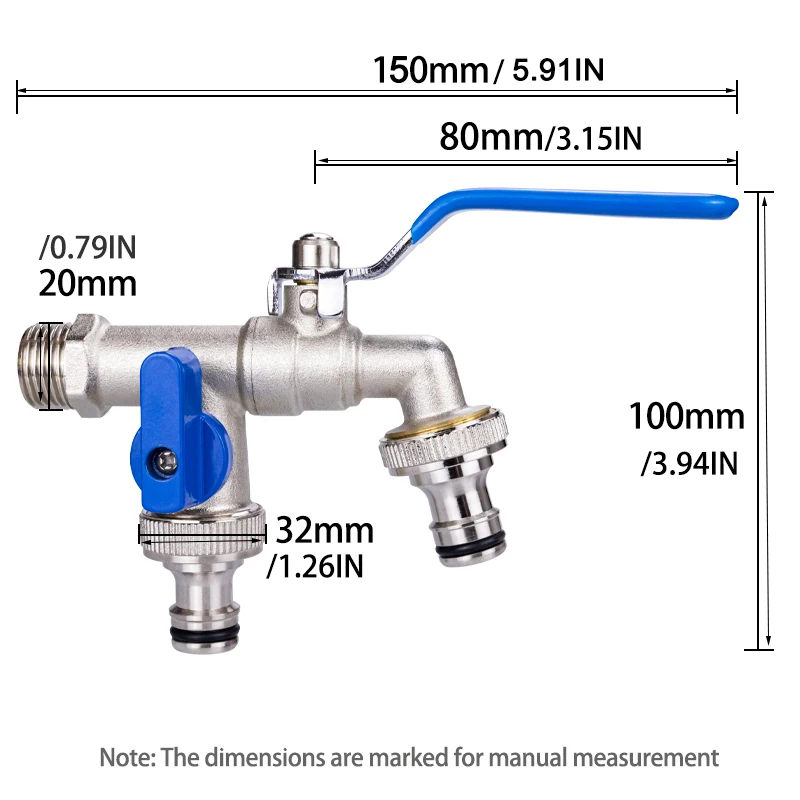 Garden bibcocks water tap faucet Outdoor Garden Faucet 1 inlet 2 outlet Anti-Freeze Bibcock with Dual Nipple Brass Water Tap Garden Tools
