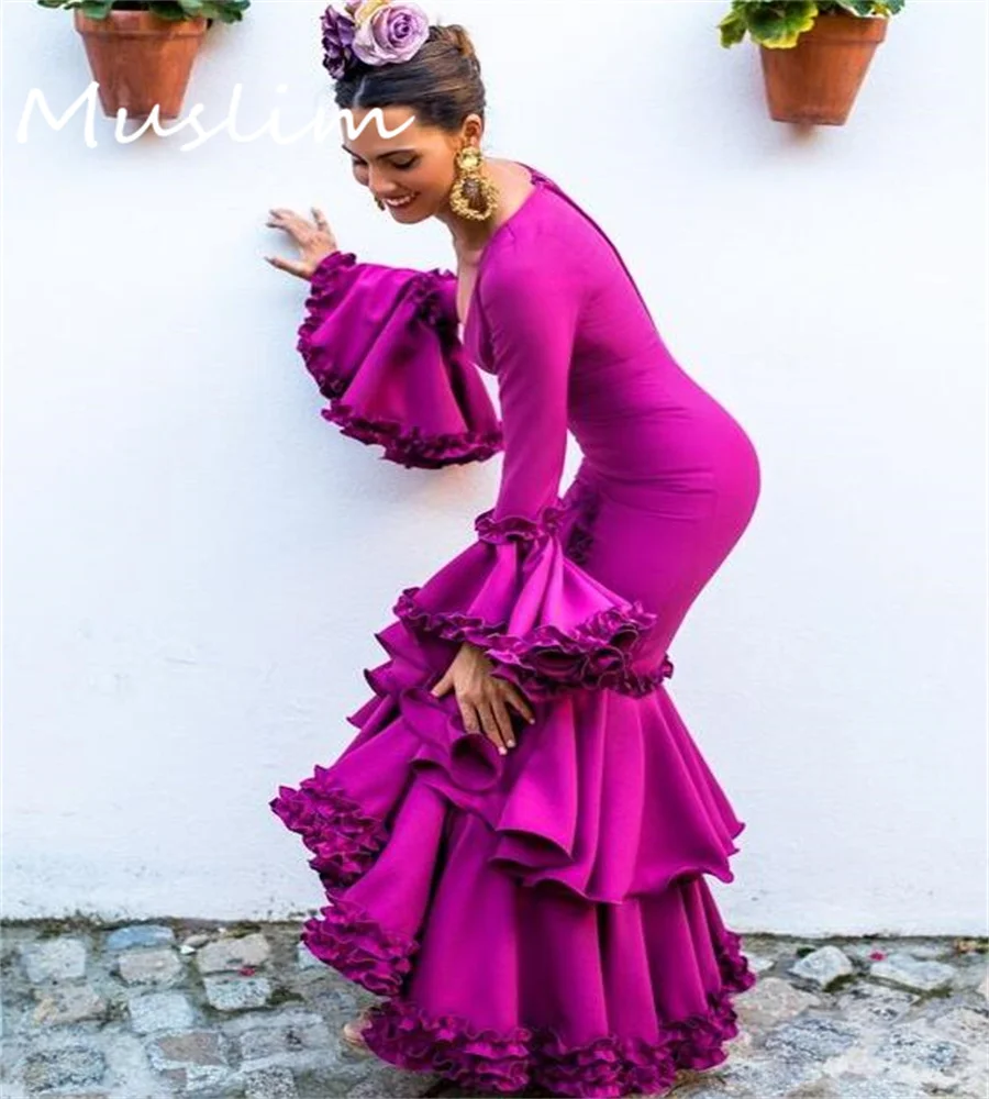 SpanishFlamencoDanceEveningDress2023FuchsiaQueenMermaidFlare