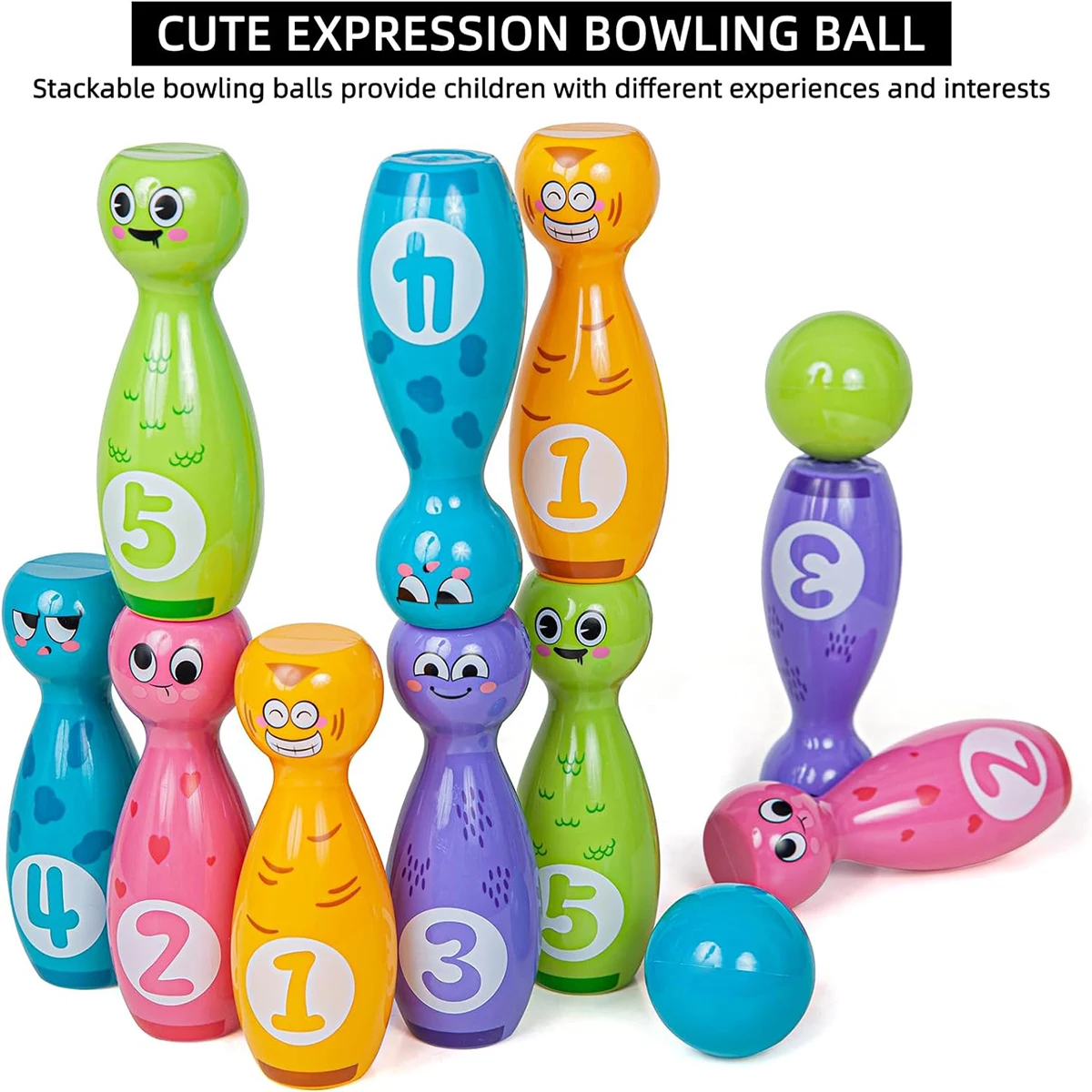 Baby Cartoon Bowling Set Education Toys For Kid Toddlers Number Learning Outdoor Sports Interactions Games Toy for Children Gift 4
