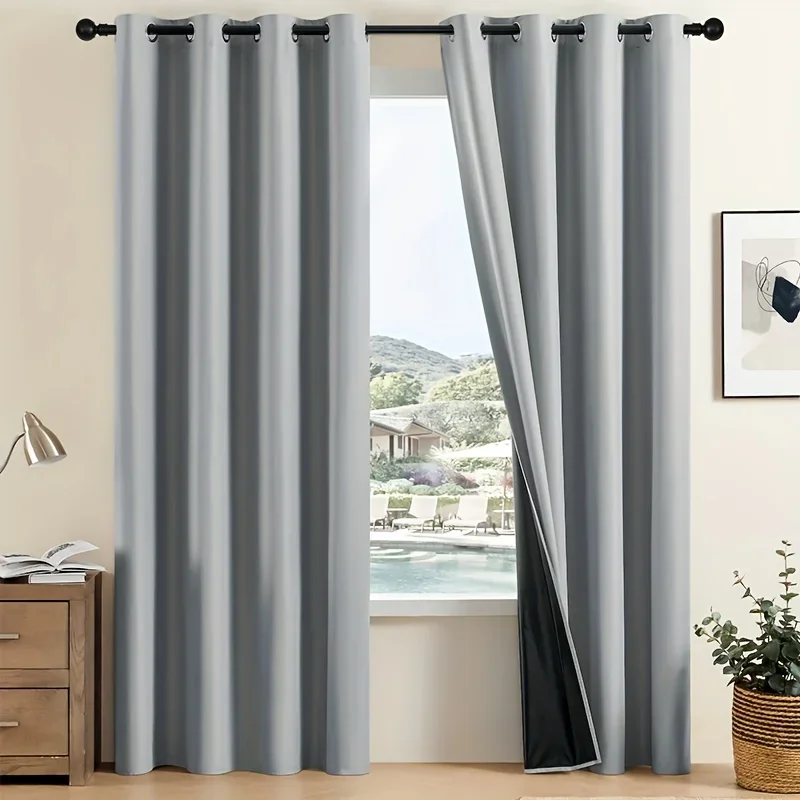 2 Panels  Solid Color Blackout Curtains with Heat Insulation&UV Protection - Grommet Top, Perfect for Living Room, Bedroom 4