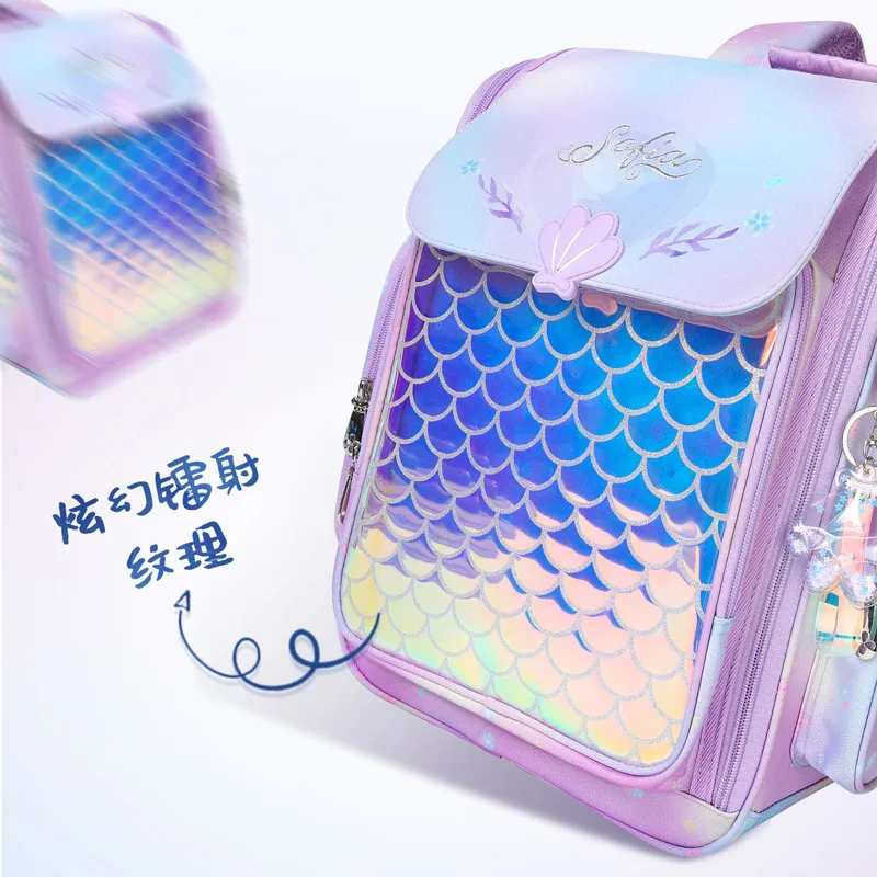 Genuine Disney Sofia School Bag For Girls Primary Middle Student Shoulder Orthopedic Backpack Large Capacity Kids Gifts Mochila