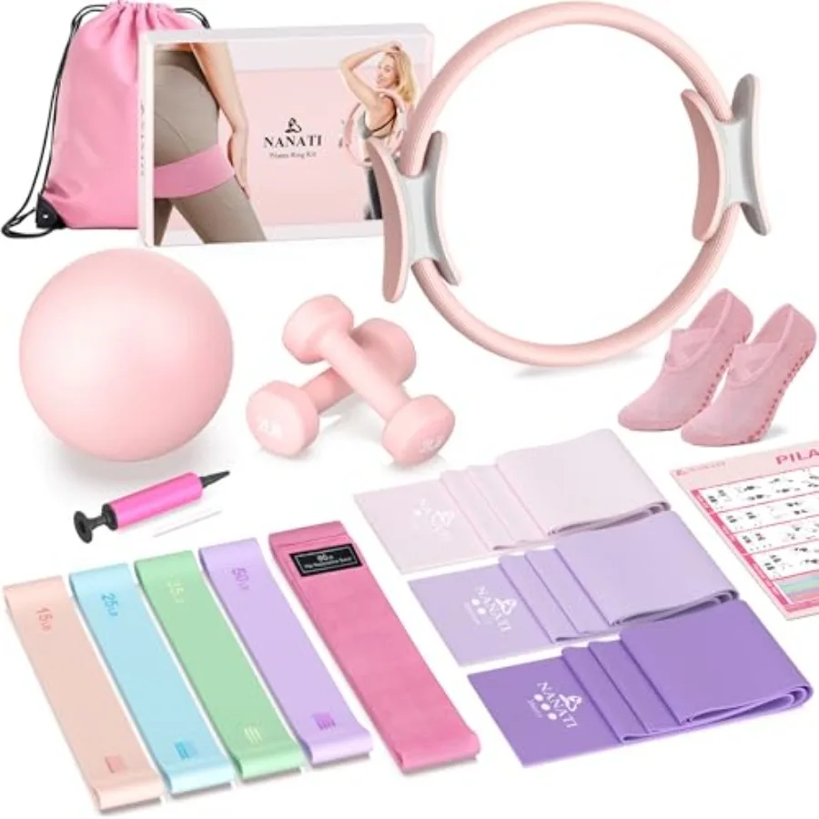 Pilates kit set overview with accessories