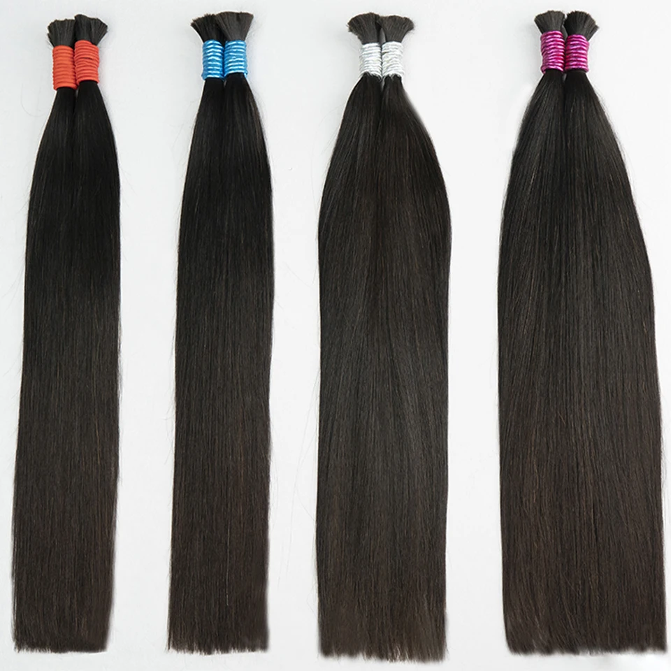100% Real Virgin Human Hair Bulk Good Quality Natural Hair Bundle 10A Weaving For Braiding Unprocessed No Weft 1B Straight Hair 1
