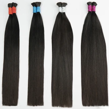 100% Real Virgin Human Hair Bulk Good Quality Natural Hair Bundle 10A Weaving For Braiding Unprocessed No Weft 1B Straight Hair 1
