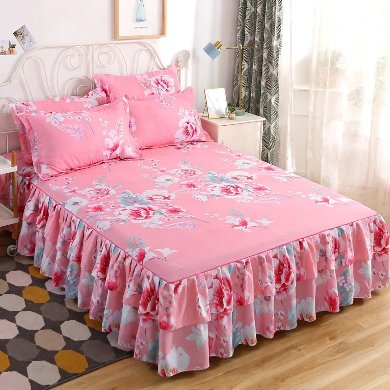 Bed Sheet Lace Skirt Elastic Fitted Double Bedspread Mattress Cover Bedding King Size Bedsheet