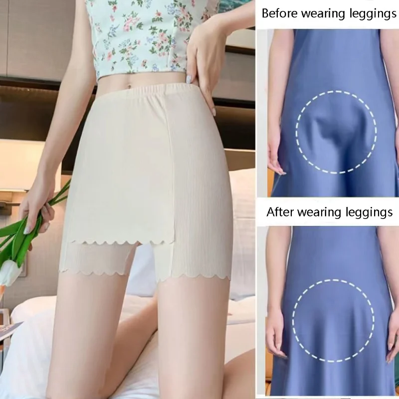 

Summer Leggings Lady Ice Silk Shorts Pants Solid Leggings Skirt Seamless Leggings Plus Size Leggings Women Sexy & Club Leggings
