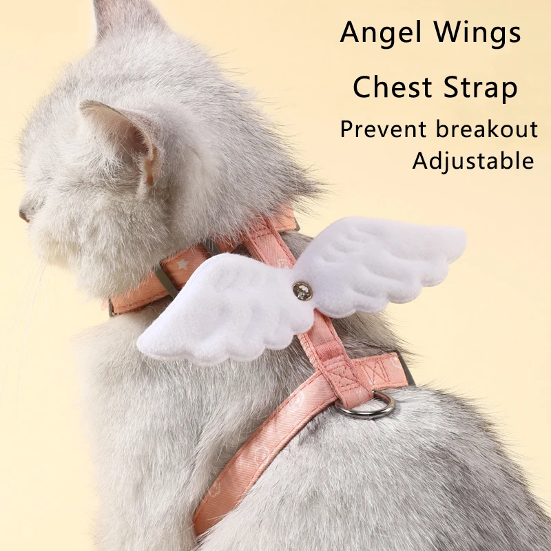 

Sweet Angel Wing Cat Harness 120cm Leash Outdoor Cat Dog Harness and Leash Set Water Proof Vest Chest Strap Kitten Accessories