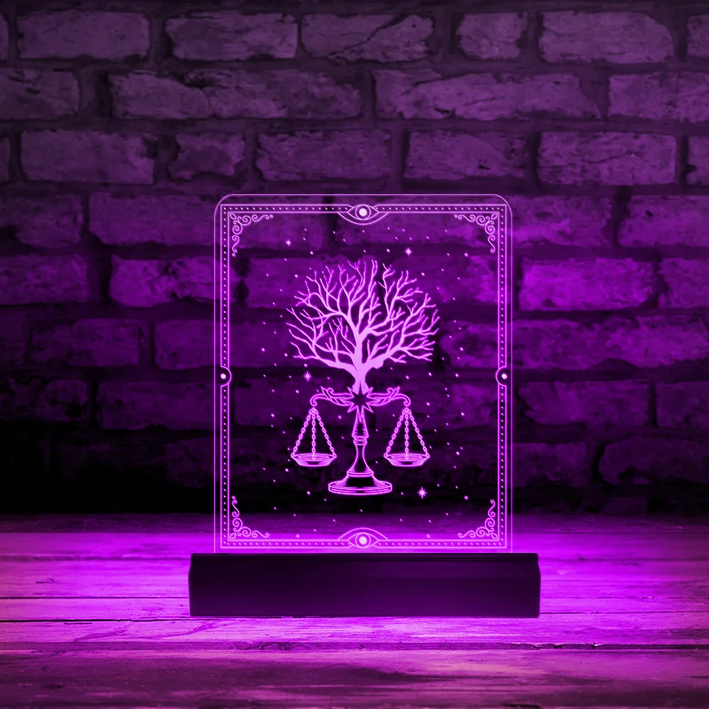 

Tree With Scale Of Justice Law Office Professional Desk Display Sign Light Up LED Balance Symbol Sign Of Libra Constellation Art