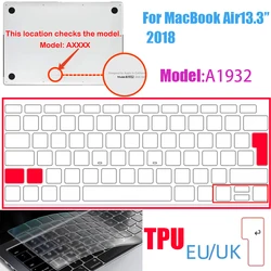 Transparent Ultra - Thin TPU Keyboard Cover for Laptops (EU & US Layout) (EU version A1932)