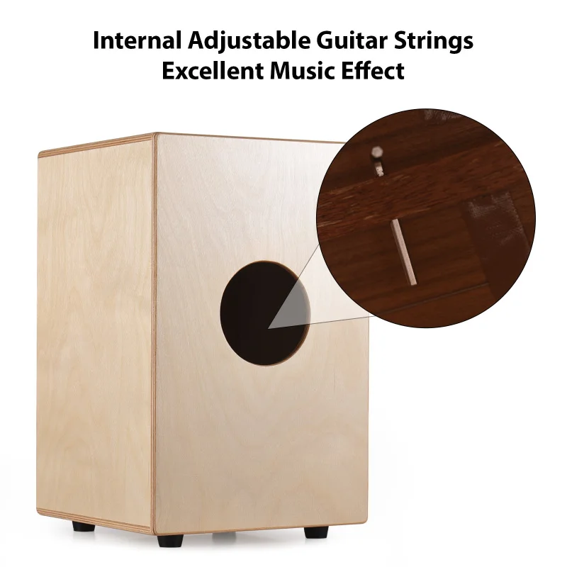 Cajon Box Drum Birch Sitting Drum Wooden Box Travel Drummer Percussion Instrument Anti-Slip for Beginners Party