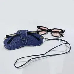 Women's Leather Soft Glasses Case - Fashionable Portable Eyewear Accessory (B-blue)