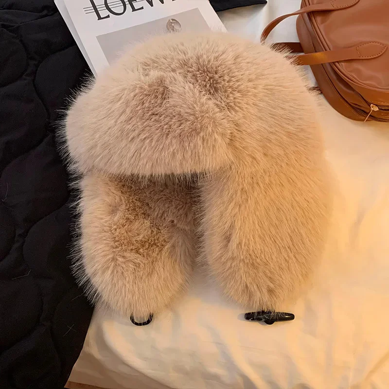 Winter Hat Plush Lei Feng Cow Horn Buckle Warm Thick Ear Protection Cold Windproof Toe Cap